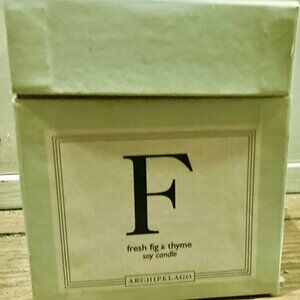 Archipelago Botanicals Candle Soy Monograms Fresh Fig & Thyme 11 oz Boxed NOS